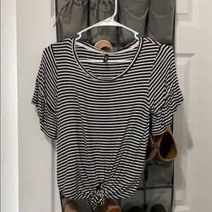 Striped Front-Tie Top